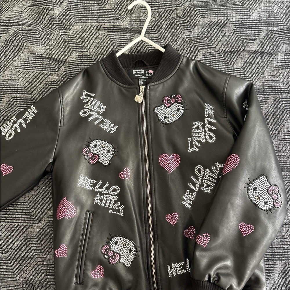 Hello Kitty Black Puffer Jacket with Pink Accents